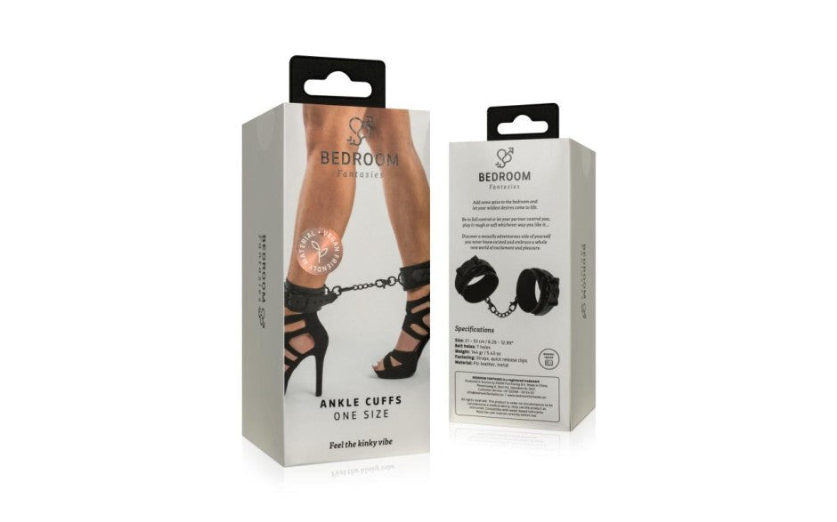 Bedroom Fantasies Faux Leather Fetish Play Ankle Cuffs Black - Cuffs And Restraints