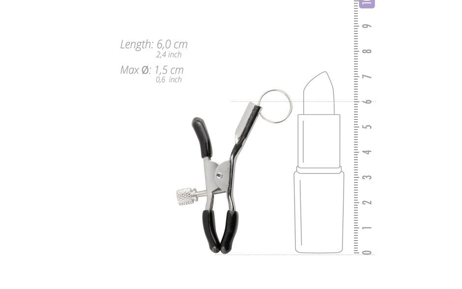 Fetish Collection Screw Metal Nipple Clamps With Attachment Ring - Nipple and Clit Clamps