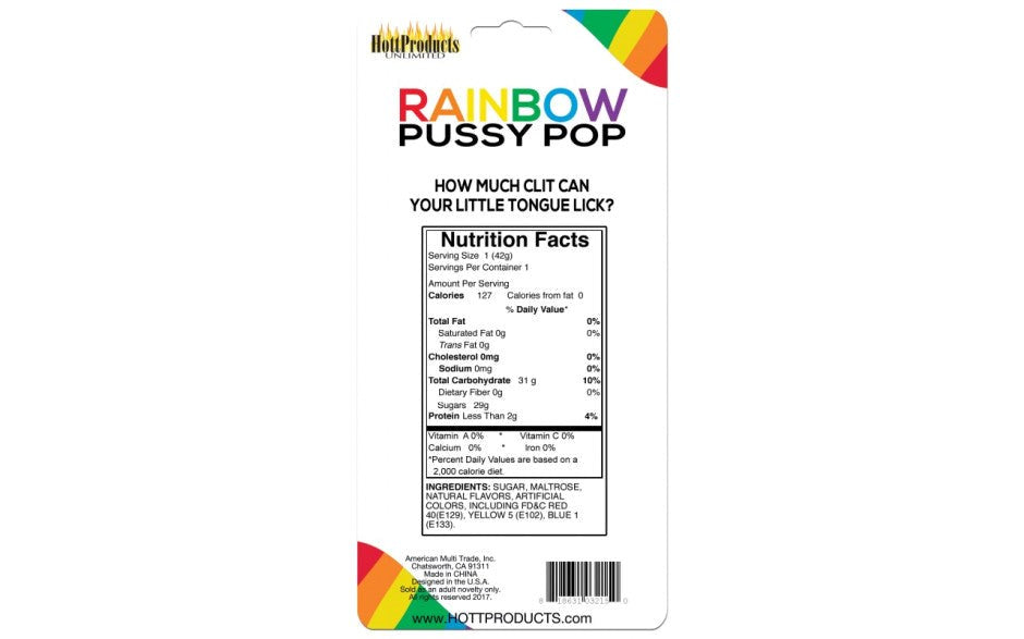 Hott Products Rainbow Pussy Shaped Lollipop - Party Gifts and Novelties