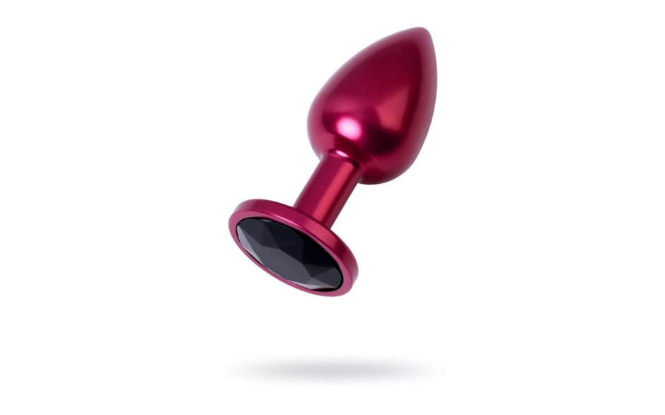 Metal Red Metal Anal Plug With Coloured Crystal Gem Small - Butt Plugs
