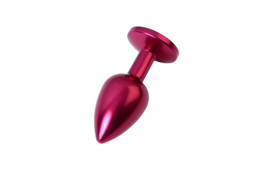 Metal Red Metal Anal Plug With Coloured Crystal Gem Small - Butt Plugs