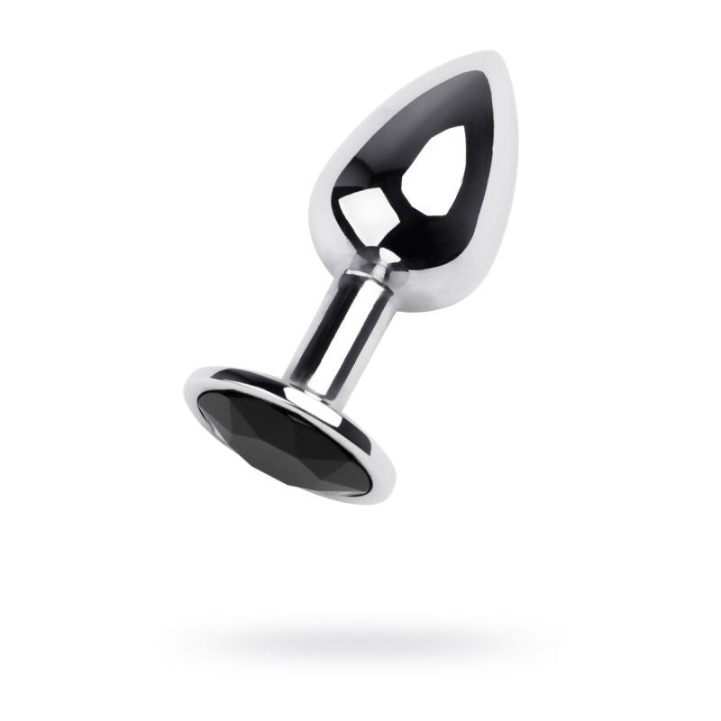 Metal Silver Metal Anal Plug With Coloured Gem Small - Butt Plugs