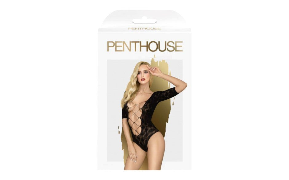 Penthouse Lingerie Salute Me Tight Fitting Womens Teddy Black - Teddies and Bodysuits
