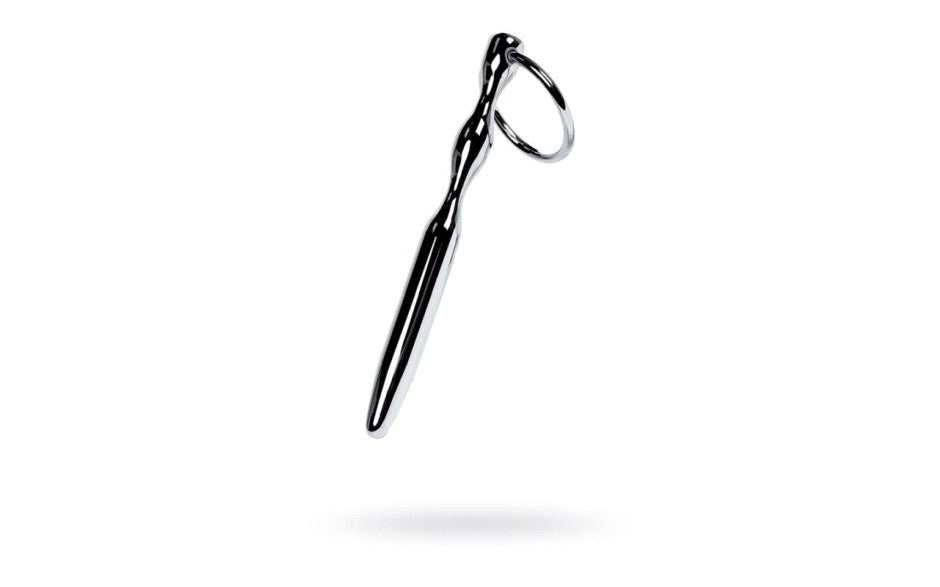 Metal Silver Metal Bullet Shaped Urethral Plug With Cock Ring - Urethral Sounds