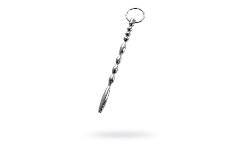 Metal Silver Metal Mens Urethral Plug With Penis Ring - Urethral Sounds