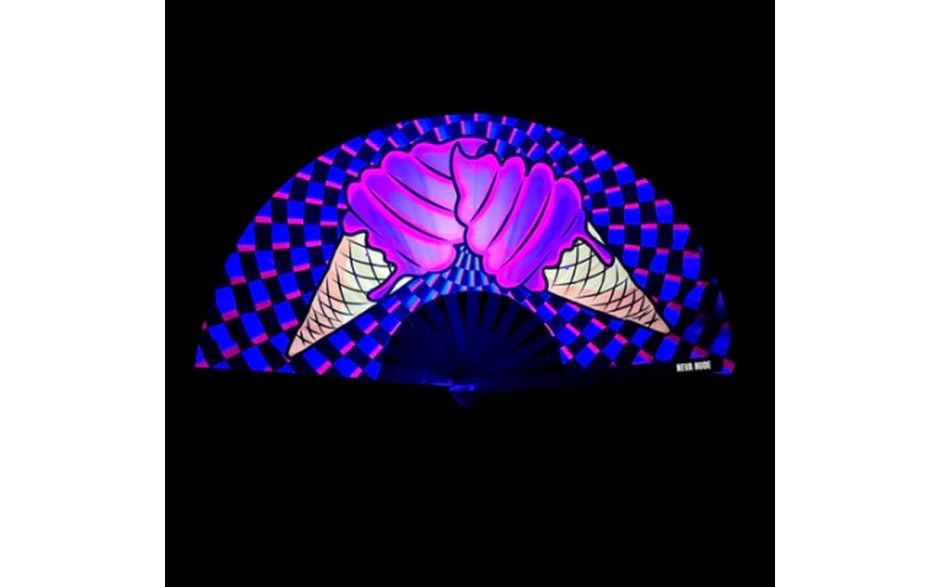 Neva Nude Ice Scream You Scream Blacklight Folding Fan - Fancy Dress Ups