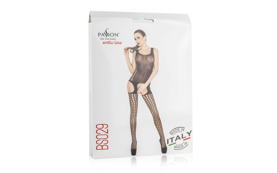 Passion Lingerie Sheer Body Hugging Bodystocking BS029 One Size Black - Body Stockings