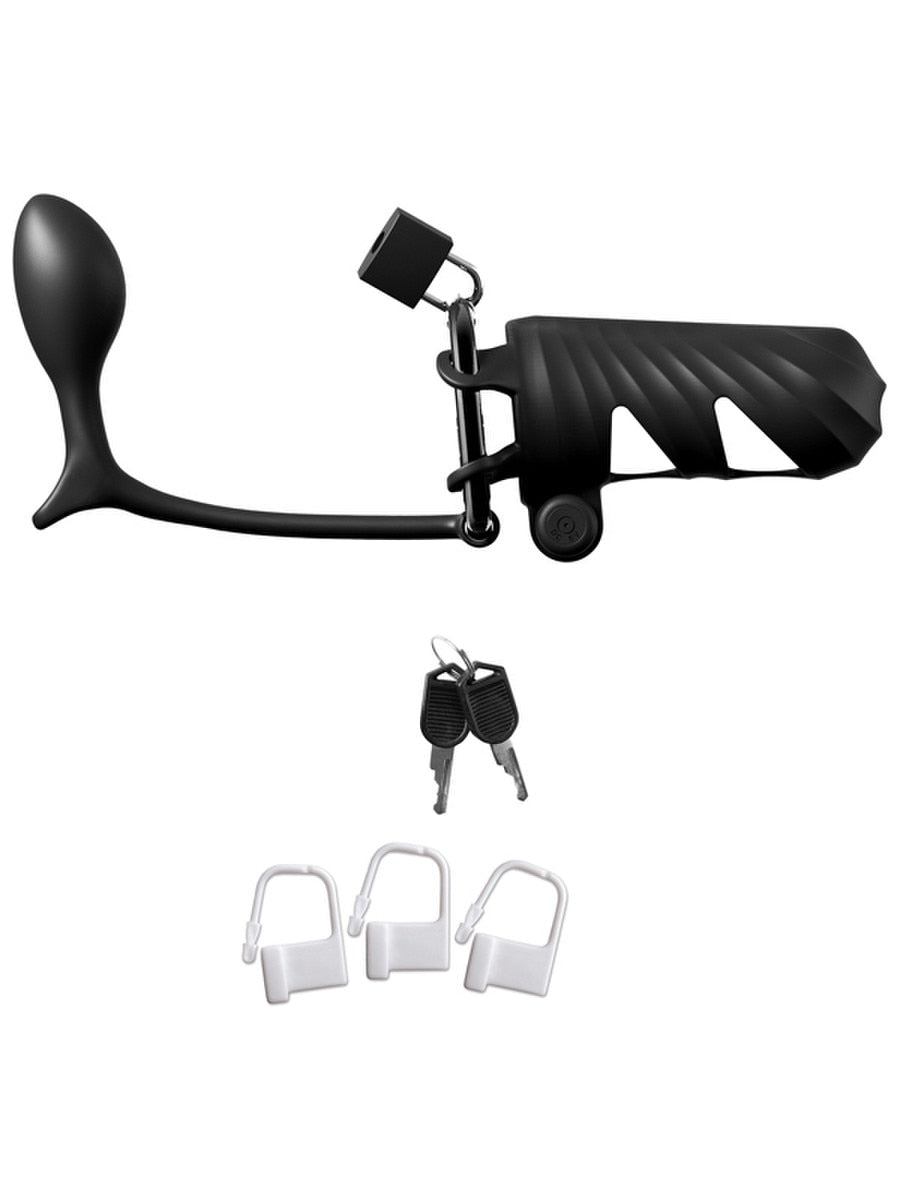 Fantasy C-Ringz Vibrating Cock Blocker with Ass-Gasm Plug - Male Chastity