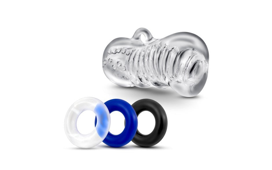 Quickie Kit Jerk Off Mens Stroker With Cock Rings Clear - Masturbators and Strokers
