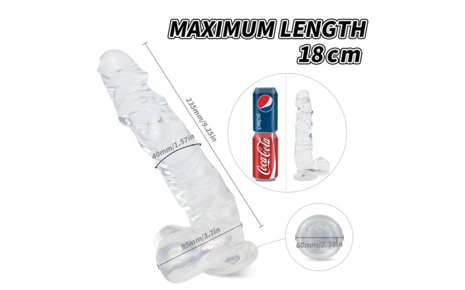S-Hande Kennard Suction Cup Realistic Dong With Balls Large Clear - Realistic Dildos