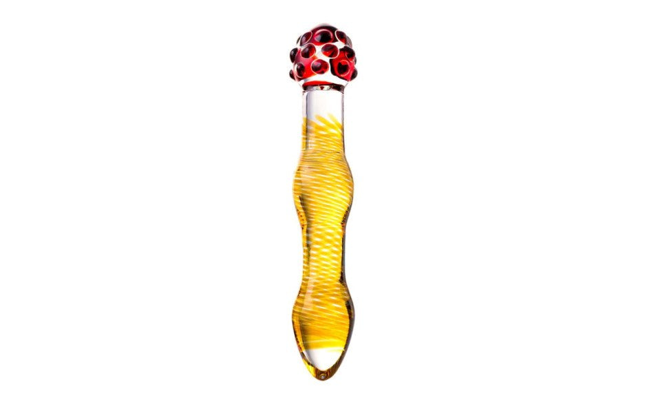 Sexus Glass Dildo 20.5cm Yellow & Red - Glass Sex Toys