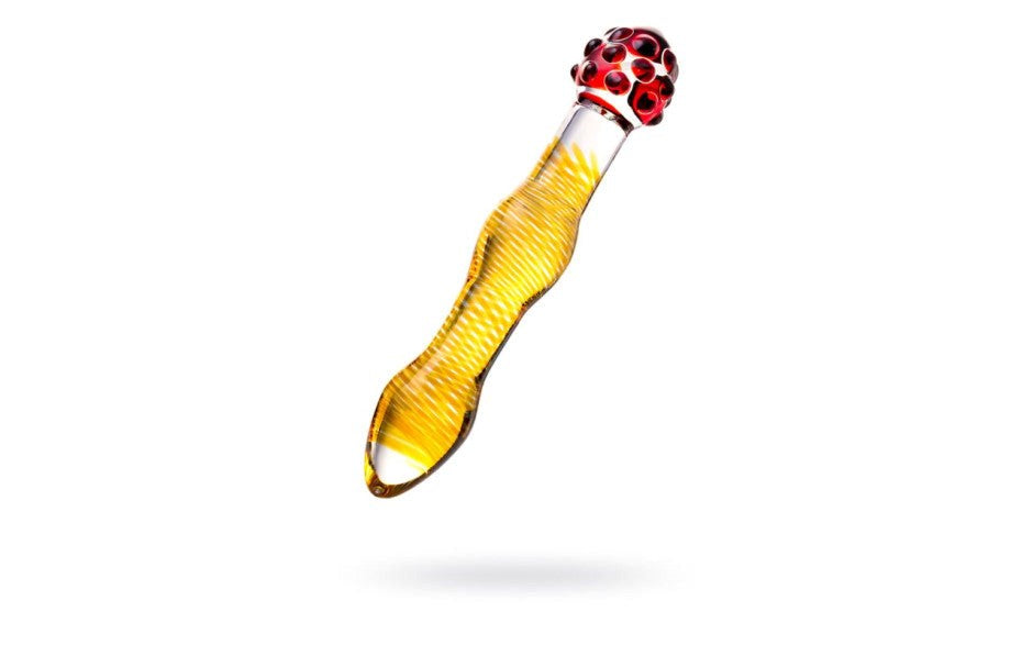 Sexus Glass Dildo 20.5cm Yellow & Red - Glass Sex Toys