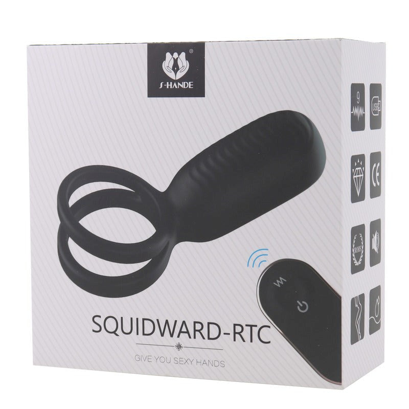 S-Hande Squidward 9 Frequency Vibration Cock Ring Black - Vibrating Cock Rings