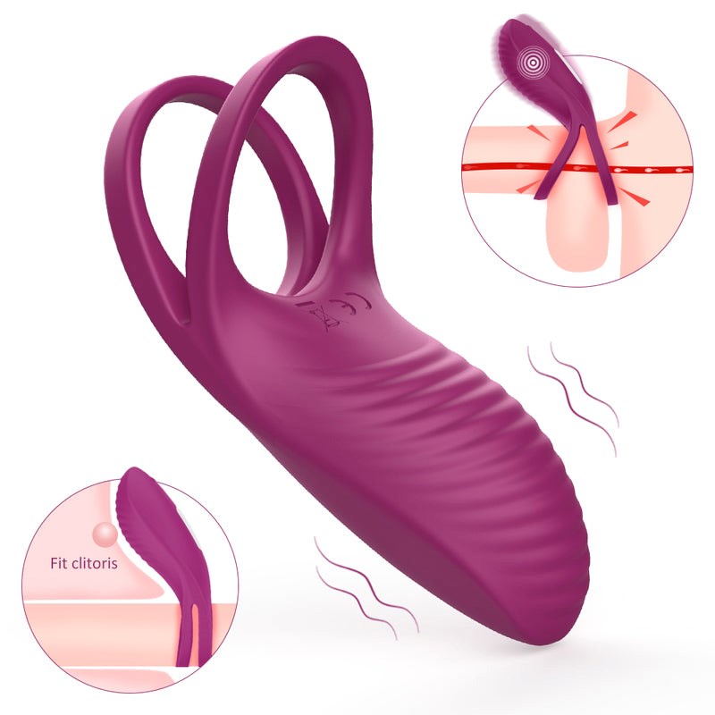 S-Hande Trap 9 Functions Rechargeable Cock Ring Claret - Vibrating Cock Rings