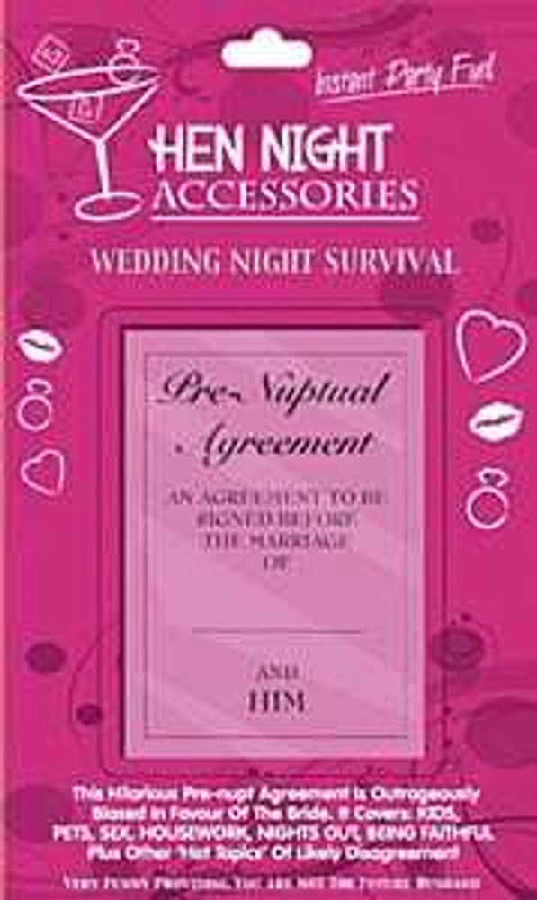 Seven Creations Hen Night Pre Nuptual Agreement - Party Gifts and Novelties