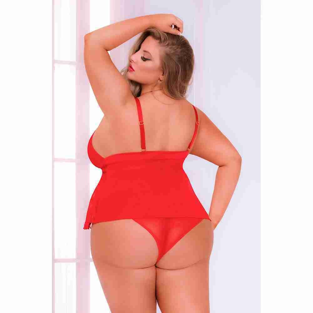 Seven Til Midnight Secret Santa Christmas Camidoll Set Red Queen Size - Plus Sized Lingerie
