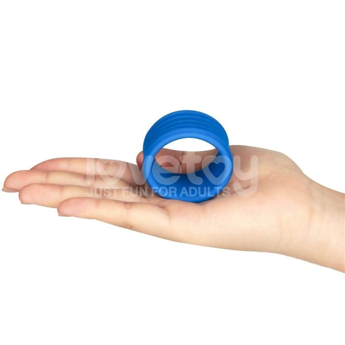 Lovetoy Pinnacle Pro Deep Rib Grip Stretchy Cock Ring Blue - Stretchy Cock Rings