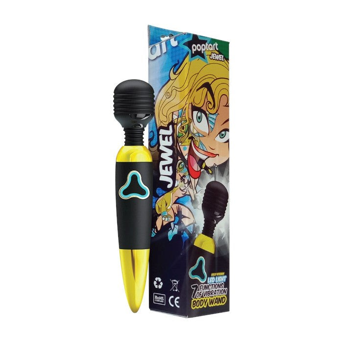Poptart Jewel Vibrating Body Wand Massager Black / Gold - Body Wands