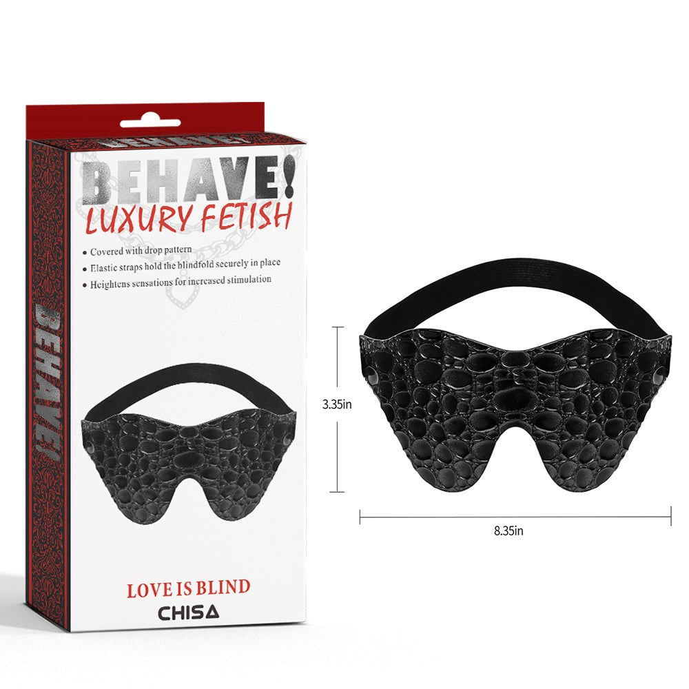 Behave LOVE IS BLIND Drop Pattern BDSM Mask Black - Masks And Blindfolds