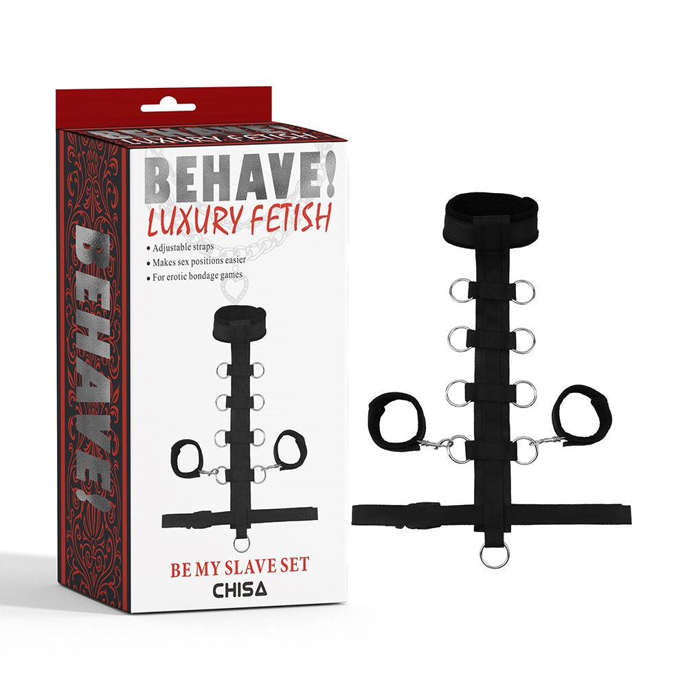 Behave Be My Slave Bondage Set Black - Cuffs And Restraints