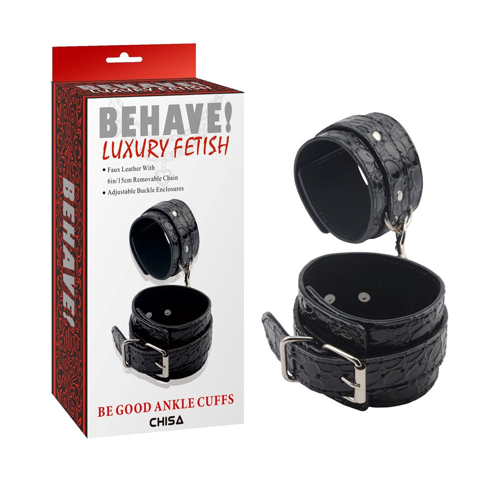 Behave Be Good BDSM Play Ankle Cuffs Black - Cuffs And Restraints