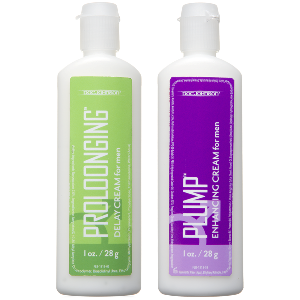 Doc Johnson Prolonging and Plump Cream for Men 2 Pack - Delay and Excite Sprays