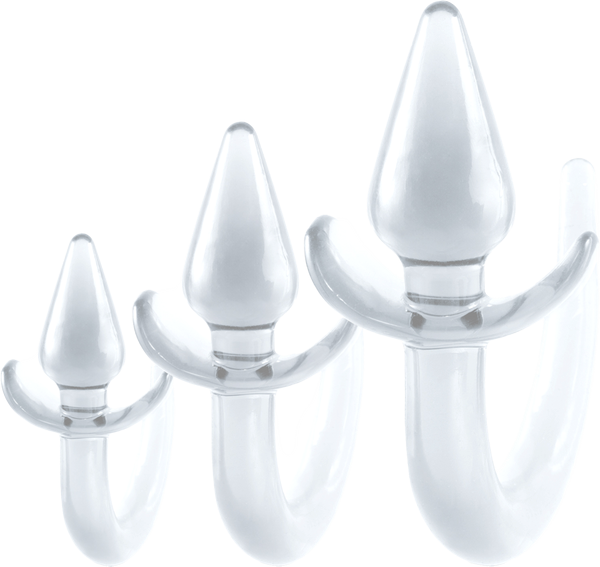 Black Axinite 3 In 1 Unique Design Anal Plug Kit with Tail - Butt Plugs