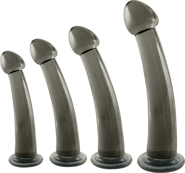 Black Axinite 4 In 1 Suction Cup Base Anal Plug Kit Set - Butt Plugs