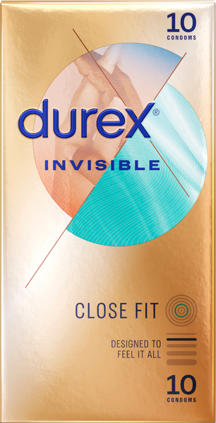 Durex Invisible Close Fit Thin Condoms 10 Piece - Condoms