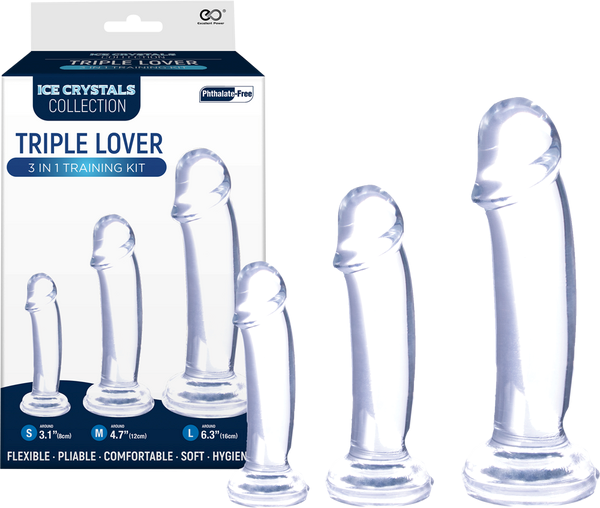 Ice Crystals Collection Triple Lover 3 In 1 Anal Plug Training Kit Clear - Butt Plugs