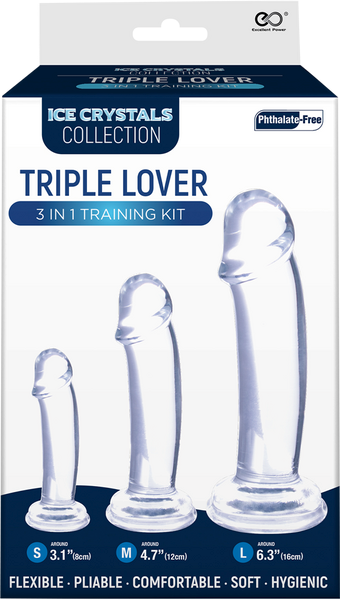 Ice Crystals Collection Triple Lover 3 In 1 Anal Plug Training Kit Clear - Butt Plugs