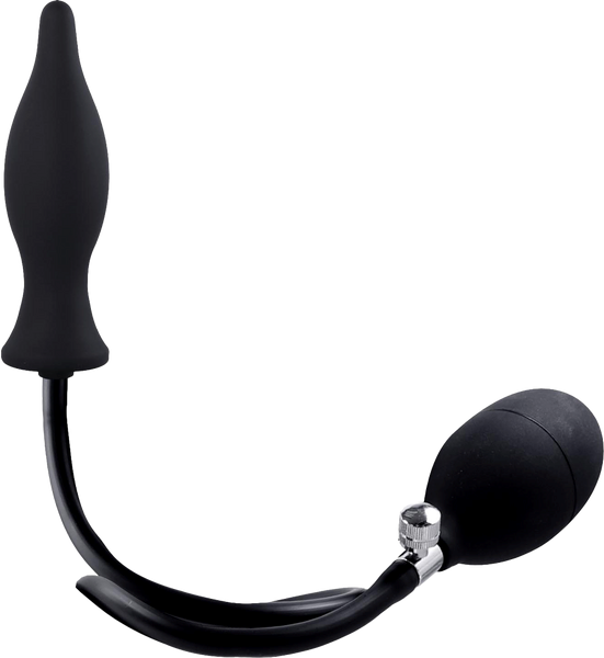 Strafe Inflatable Teardrop Silicone Butt Plug With Pumps Black - Butt Plugs