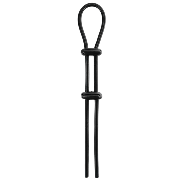 Jet Horny Adjustable Male Cock Ornament with Ball Strap Black - Stretchy Cock Rings