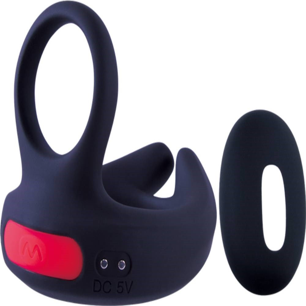Giga Booster Dual Motor Vibrating Cock Ring with Scrotal Stimulator - Vibrating Cock Rings