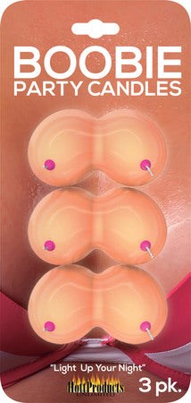 Hott Products Boobie Shape Novelty Party Candles 3 Piece - Party Gifts and Novelties