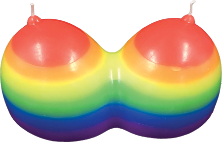 Rainbow Jumbow Boobie Shape Novelty Candle by Hott Products - Party Gifts and Novelties