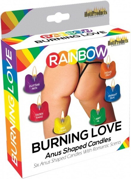 Rainbow Burning Love 6 Sexy Anus Shaped Candles - Party Gifts and Novelties