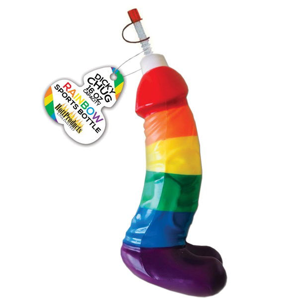 Rainbow Dicky Chug Novelty Sports Bottle - Party Gifts and Novelties