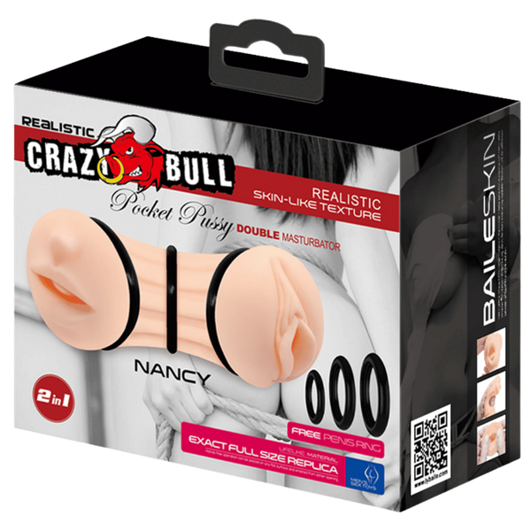 Crazy Bull Nancy Pocket Pussy Double Ended Male Masturbator Flesh - Realistic Butts And Vaginas