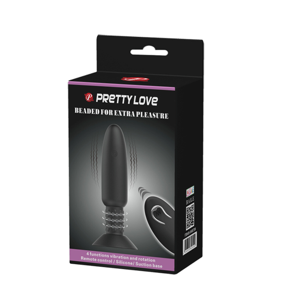 Pretty Love Rechargeable Beaded Anal Plug For Extra Romance Black - Butt Plugs