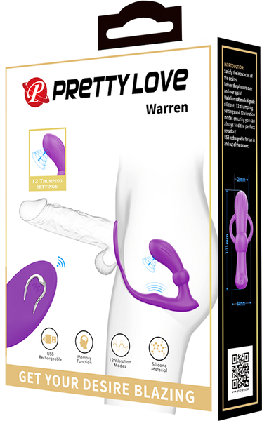 Pretty Love Warren USB Rechargeable 12 Function Prostate Massager Purple - Prostate Toys