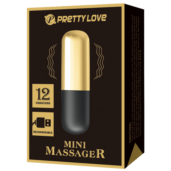 Pretty Love Rechargeable 12 Function Mini Bullet Massager Gold - Bullet Vibrators
