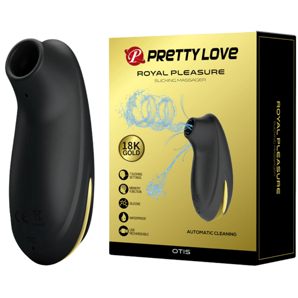 Pretty Love Otis Royal Pleasure Suction Based Clitoral Massager Black / Gold - Clit Ticklers and Pulsators