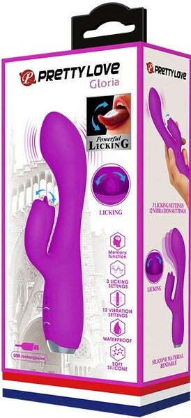 Pretty Love Rechargeable Gloria Silicone Rabbit Vibrator Purple - Rabbit Vibrators