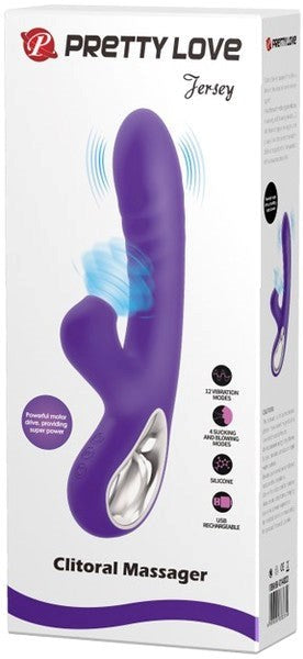 Pretty Love Jersey Rechargeable Multi Function Rabbit Massager Purple - Rabbit Vibrators