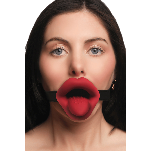 Master Series Vibrating Sissy Bondage Mouth Gag by XR Brands - Bondage Gags and Bits