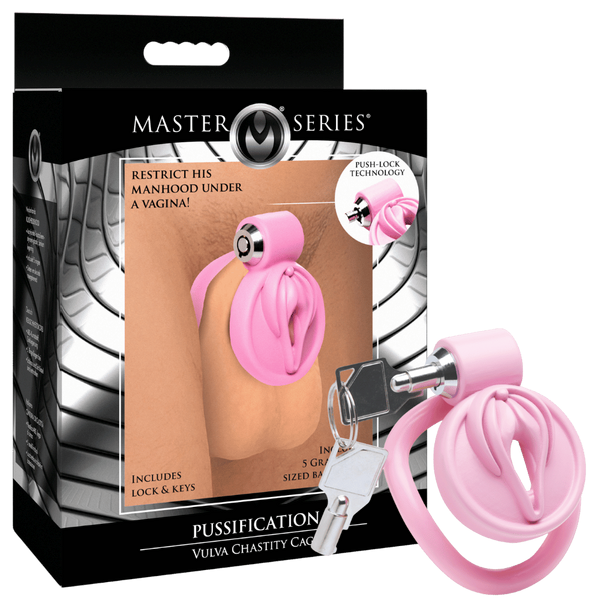 Master Series Pussification Vulva Male Chastity Cage - Male Chastity