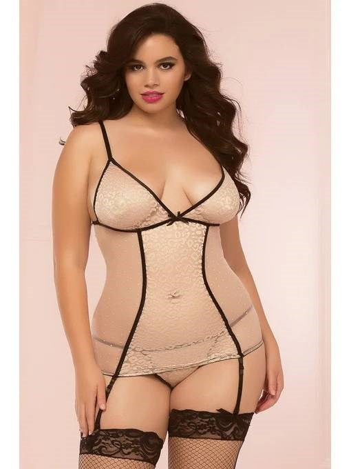 Seven 'til Midnight Womens Sweet Spot Chemise Set OSX Nude - BabyDolls And Chemises