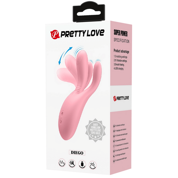 Pretty Love Diego Rechargeable 10 Function G Spot Vibrator Pink - G-Spot Vibrators