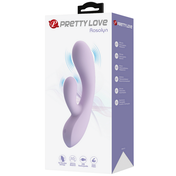 Pretty Love Rosolyn 10 Function Rechargeable Rabbit Vibrator Purple - Rabbit Vibrators